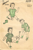 Advance 3219: 1940s Baby Boy or Girls Romper Sz 6 Months Vintage Sewing Pattern - Vintage4me2