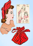1940s Original Vintage Advance Sewing Pattern 3223 Misses Purse and Hat Set SM -Vintage4me2