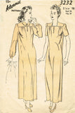1940s Vintage Advance Sewing Pattern 3232 Misses WWII Nightgown Size 18 36 Bust - Vintage4me2