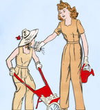 1940s Original Vintage Advance Pattern 3240 WWII Toddler Girls Overalls Size 6