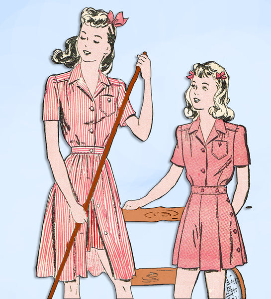 1940s Original Vintage Advance Pattern 3024 Uncut WWII Toddler Girls Play Suit 6