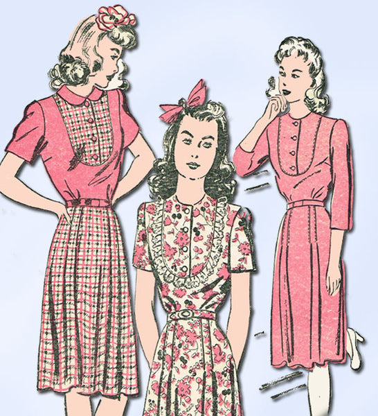 1940s Vintage Advance Sewing Pattern 3258 VTG Misses WWII Day Dress Size 12 - Vintage4me2