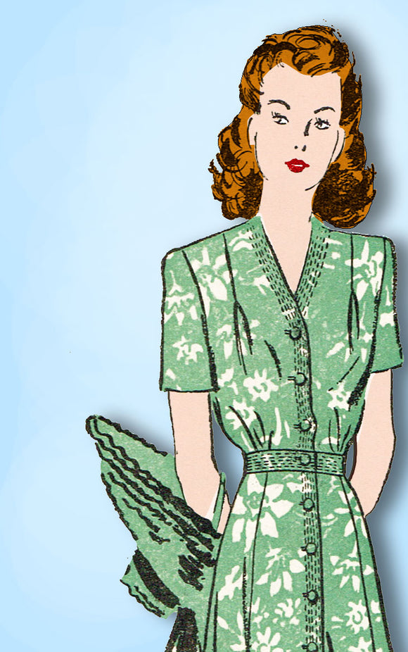 1940s Vintage Advance Sewing Pattern 3286 WWII Misses Shirtwaist Dress Size 34 B -Vintage4me2