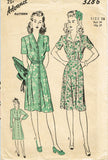 1940s Vintage Advance Sewing Pattern 3286 WWII Misses Shirtwaist Dress Size 34 B -Vintage4me2