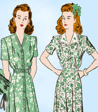1940s Vintage Advance Sewing Pattern 3286 WWII Misses Shirtwaist Dress Size 34 B -Vintage4me2