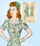 1940s Vintage Advance Sewing Pattern 3286 WWII Misses Shirtwaist Dress Size 34 B -Vintage4me2