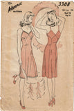 1940s Vintage Advance Sewing Pattern 3308 Misses WWII Slip with Bra Top Sz 32 B