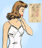 1940s Vintage Advance Sewing Pattern 3308 WWII Plus Size Slip w Bra Top 40 Bust -Vintage4me2