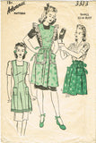 1940s Vintage Advance Sewing Pattern 3313 Misses Apron in 3 Styles Sz 32 34 Bust