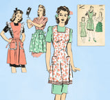 1940s Vintage Advance Sewing Pattern 3313 Misses Apron in 3 Styles Sz 32 34 Bust