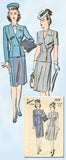1940s Vintage Misses WWII Suit 1943 Advance Sewing Pattern 3318 Size 14