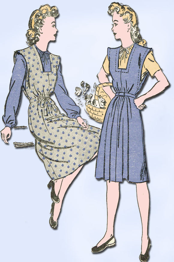 1940s Vintage Advance Sewing Pattern 3337 WWII Misses Jumper Dress Sz 12 30B