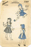 1940s Vintage Advance Sewing Pattern 3389 WWII Baby Girls Pinafore Dress Size 2 - Vintage4me2