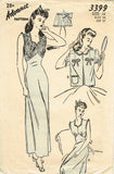 1940s Vintage Advance Sewing Pattern 3399 Uncut Misses Nightgown Size 34 Bust
