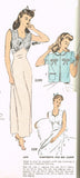 1940s Vintage Advance Sewing Pattern 3399 Stunning Misses Nightgown Size 30 Bust