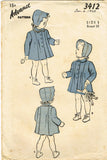 1940s Vintage Advance Sewing Pattern 3412 FF Baby Girls WWII Coat & Bonnet Sz 1 - Vintage4me2