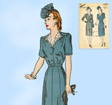 1940s Vintage Advance Sewing Pattern 3486 Chic Plus Size Street Dress Sz 44 Bust