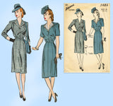 1940s Vintage Advance Sewing Pattern 3486 Chic Plus Size Street Dress Sz 44 Bust