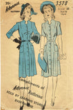 1940s Vintage Advance Sewing Pattern 3578 Charming Womens WWII Dress Sz 38 Bust