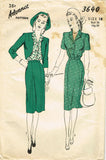 1940s Vintage Advance Sewing Pattern 3640 Uncut Misses WWII Bolero Suit Sz 36 B
