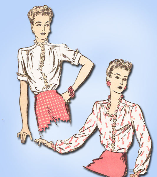 1940s Vintage Advance Sewing Pattern 3653 Misses WWII Blouse Size 14 32 Bust - Vintage4me2