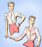1940s Vintage Advance Sewing Pattern 3653 Misses WWII Blouse Size 14 32 Bust - Vintage4me2