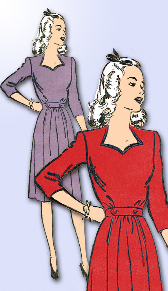 1940s Vintage Advance Sewing Pattern 3669 Junior Misses WWII Dress Size 11 29B - Vintage4me2