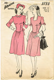1940s Vintage Advance Sewing Pattern 3735 WWII Misses Afternoon Dress Size 32 B