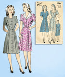 1940s Vintage Advance Sewing Pattern 3866 Misses WWII Shirtwaist Dress Size 38 B -Vintage4me2