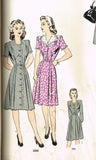 1940s Vintage Advance Sewing Pattern 3866 Misses WWII Shirtwaist Dress Size 38 B -Vintage4me2