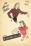 1940s Original Vintage Advance Pattern 3903 Uncut WWII Misses Blouse Sz 36 Bust