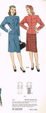 1940s Original Vintage Advance Sewing Pattern 3919 Uncut Misses WWII Suit Sz 32B