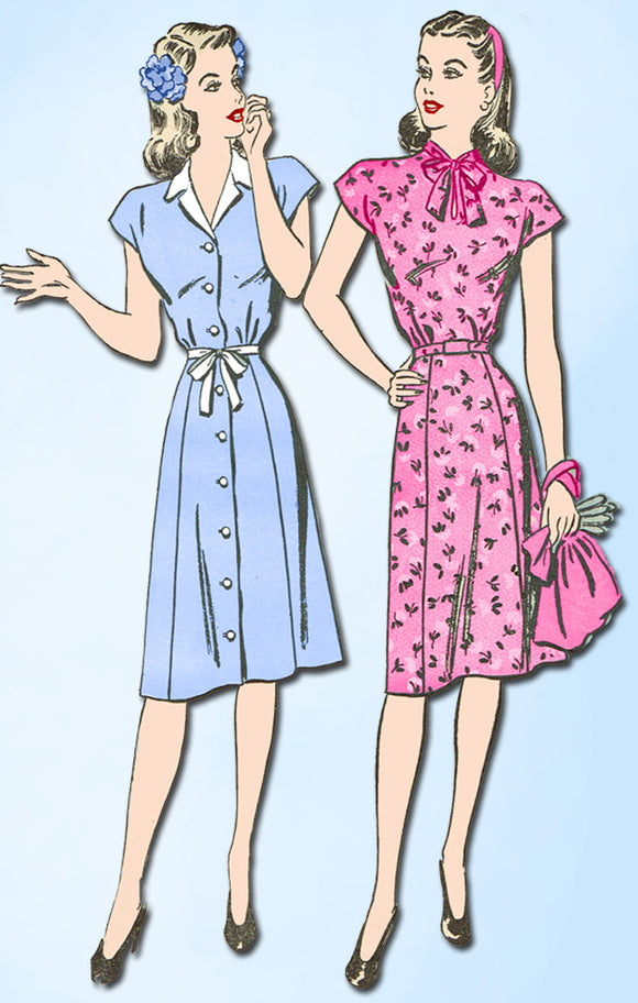1940s Vintage Advance Sewing Pattern 3929 Uncut WWII Misses Street Dress Size 18 36 B - Vintage4me2