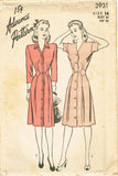 1940s Vintage Advance Sewing Pattern 3931 Uncut WWII Misses Dress Size 32 Bust - Vintage4me2