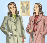 1940s Vintage Advance Sewing Pattern 3942 Teenage Misses WWII Over Coat Sz 33 B -Vintage4me2