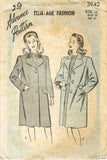 1940s Vintage Advance Sewing Pattern 3942 Teenage Misses WWII Over Coat Sz 33 B -Vintage4me2
