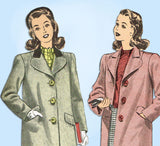1940s Vintage Advance Sewing Pattern 3942 Teenage Misses WWII Over Coat Sz 33 B -Vintage4me2