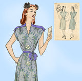 1940s Vintage Advance Sewing Pattern 3951 Cute WWII Misses Wrap Dress Sz 32 B