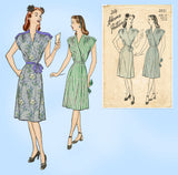 1940s Vintage Advance Sewing Pattern 3951 Cute WWII Misses Wrap Dress Sz 32 B