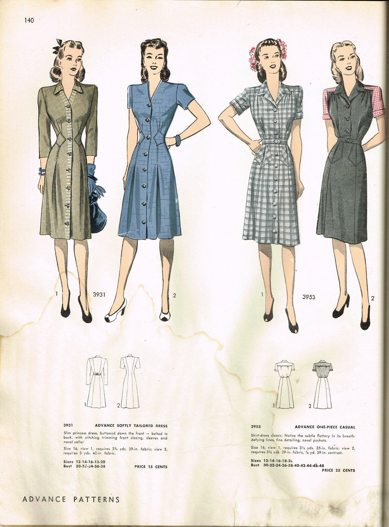 white christmas dresses 1940s Vintage Advance Sewing Pattern 3953 Uncut WWII Misses Dress Size –  Vintage4me2