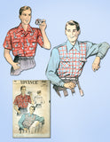1940s Vintage Advance Sewing Pattern 3968 WWII Men's Casual Shirt Size 42 to 44C - Vintage4me2