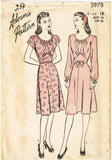 1940s Vintage Advance Sewing Pattern 3978 Uncut Misses WWII Dress Size 30 Bust