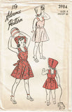 1940s Vintage Advance Sewing Pattern 3984 Uncut Girls Sun Dress & Bonnet Size 6
