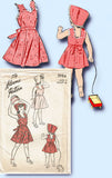 1940s Vintage Advance Sewing Pattern 3984 Uncut Girls Sun Dress & Bonnet Size 6