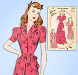 1940s Vintage Advance Sewing Pattern 3996 Uncut Teenage Misses Housecoat Size 14