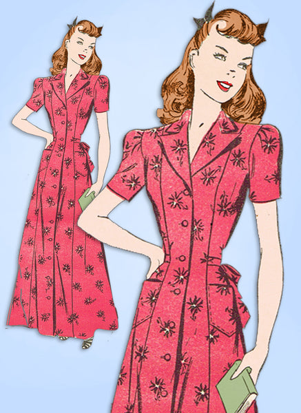 1940s Vintage Advance Sewing Pattern 3996 Uncut Teenage Misses Housecoat Size 14