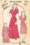 1940s Vintage Advance Sewing Pattern 3996 Uncut Teenage Misses Housecoat Size 14