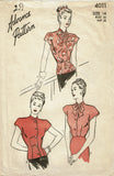 1940s Vintage Advance Sewing Pattern 4011 Charming WWII Misses Blouse Size 32 Bust