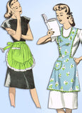 1940s Vintage Advance Sewing Pattern 4054 WWII Misses Apron Set Size MED