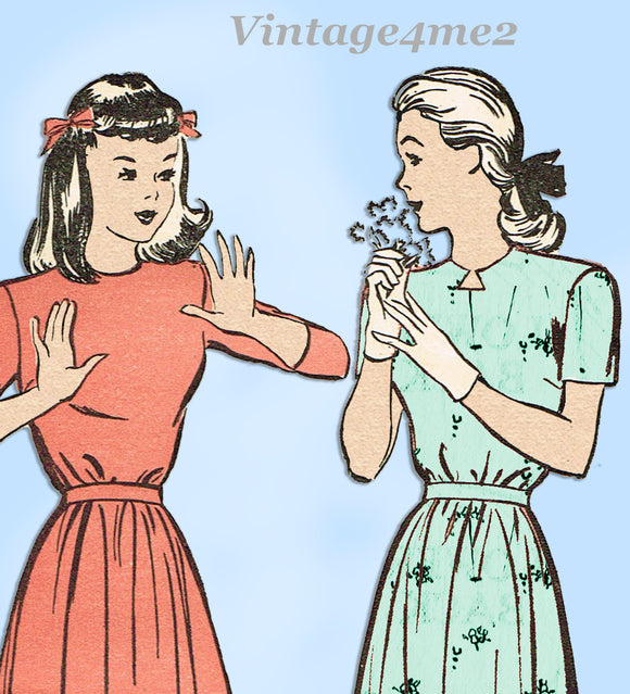 Advance 4062: 1940s WWII Teen Misses Dress Sz 30 B Vintage Sewing Pattern